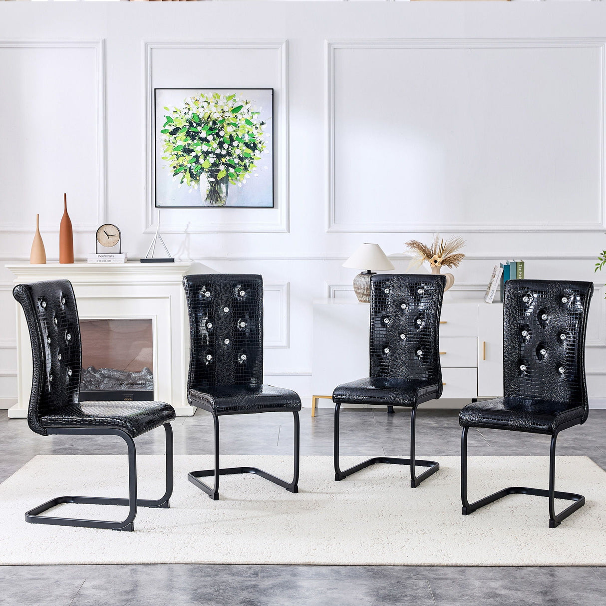 Alligator Skin Upholstered Dining Chairs