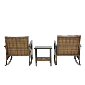 3pcs Rocking Rattan Chair Set in Grey