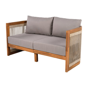 4-Piece Patio Seating Group with Acacia Wood and Woven Rope Accents