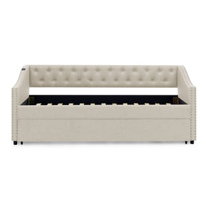 Upholstered Daybed With USB Charging & Pull Out Bed