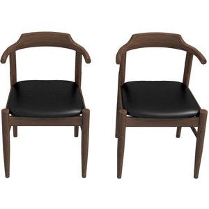 Mid-Century Modern Dining Chair Set of 2 with Solid Wood Frame - Dark Gray or Black