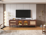 Rattan TV Stand with 3 Cabinets & 2 Drawers