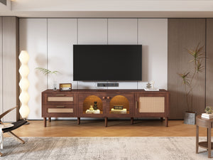 Rattan TV Stand with 3 Cabinets & 2 Drawers