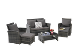 Antigua 6-Piece Handwoven Rattan Outdoor Seating Ensemble