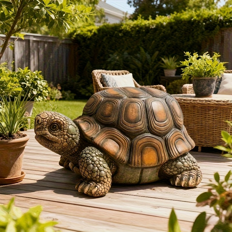 18' Garden Turtle Statue Stool, Simulated Animal Resin Sculpture, Multi-Purpose Decorative Stool