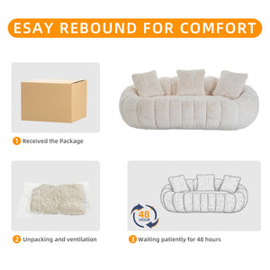 Floral-Shaped Ultra-Soft Faux Fur Two-Seater Sofa