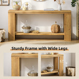63" Boho Console Table with Storage Shelf – Rustic Farmhouse Sofa Table