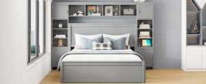 Bed With All In One Cabinet, Shelf And Sockets, Twin Long Trundle