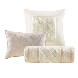 7 Piece Tufted Comforter Set Blush Full