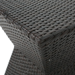 Calhoun 16 Outdoor Wicker End Table with Weather-Resistant Wicker - Brown