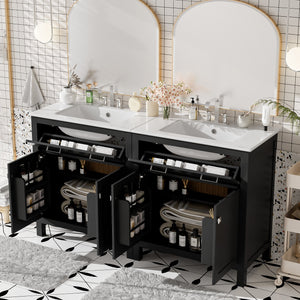 60" Modern Black Bathroom Vanity Set