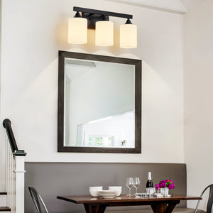 3-Light Matte Black Bathroom Vanity Light