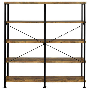 Analiese 63-inch 4-shelf Double Bookshelf Rustic Nutmeg