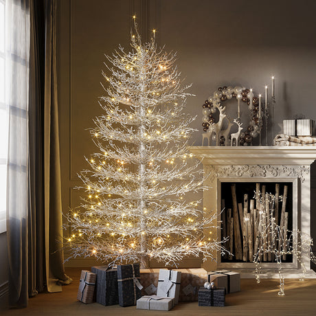 6FT-Pre-lit--Aspen-Fir--Artificial-Christmas-Tree,--623-Snow-Flocked-Branch-Tips,-420-Warm-Yellow-LED-Lights-Christmas-Trees