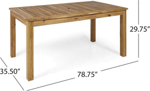 Outdoor 6-Seater Acacia Wood Expandable Dining Set with Cushions