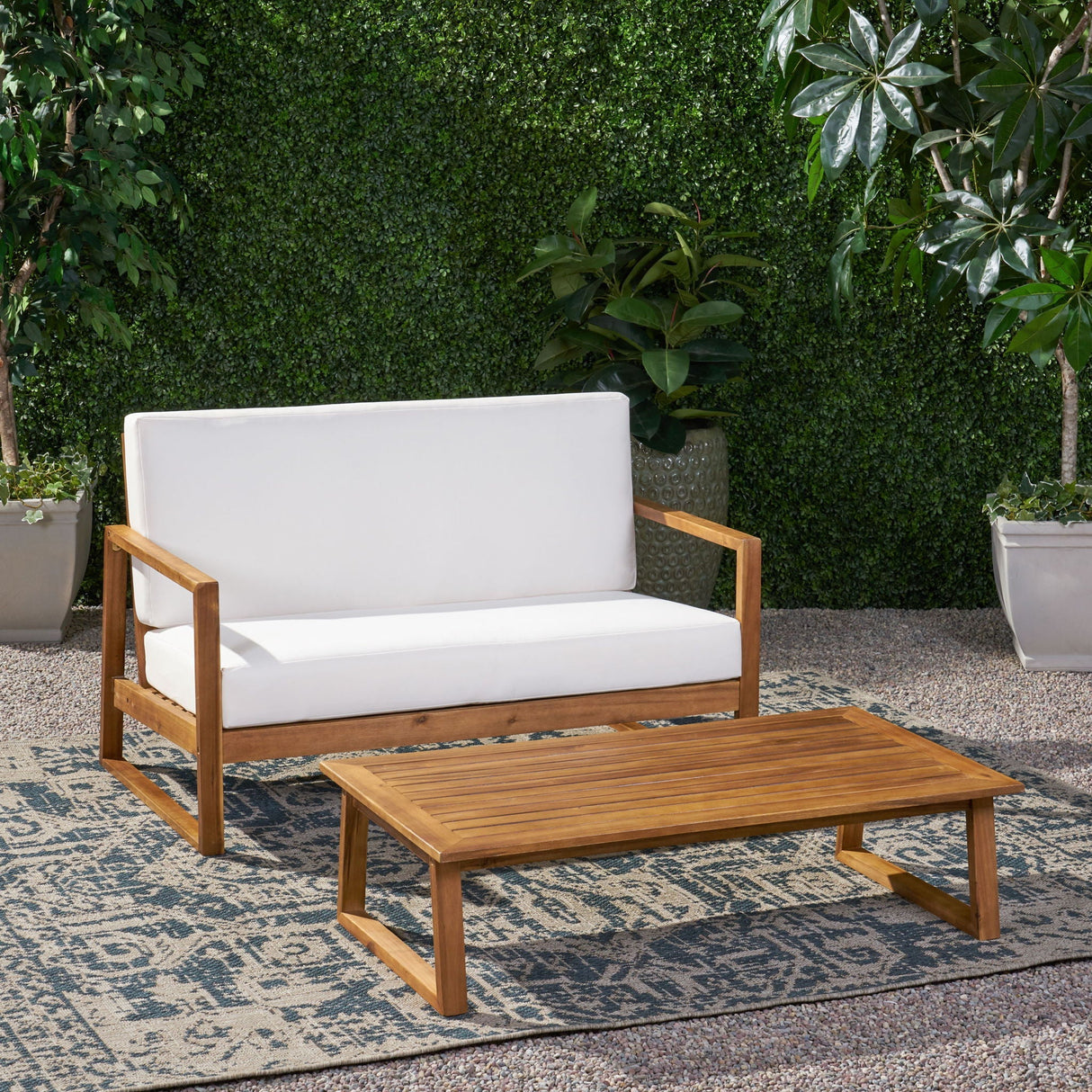 Belgian Loveseat & Coffee Table Set With Water Resistant Cushions