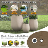 U_Style Egg-Shaped Lightweight MGO Outdoor Planter Set of 3