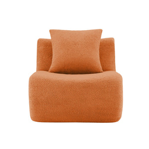 Armless Sofa With Pillow Teddy Fabric - Orange