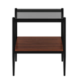 Set of 2 Rectangle End Tables with Gray Glass Tops