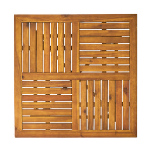 5 Piece Outdoor Dining Set, 31.5" Teak Finish Acacia Wood Table with 4 Chairs