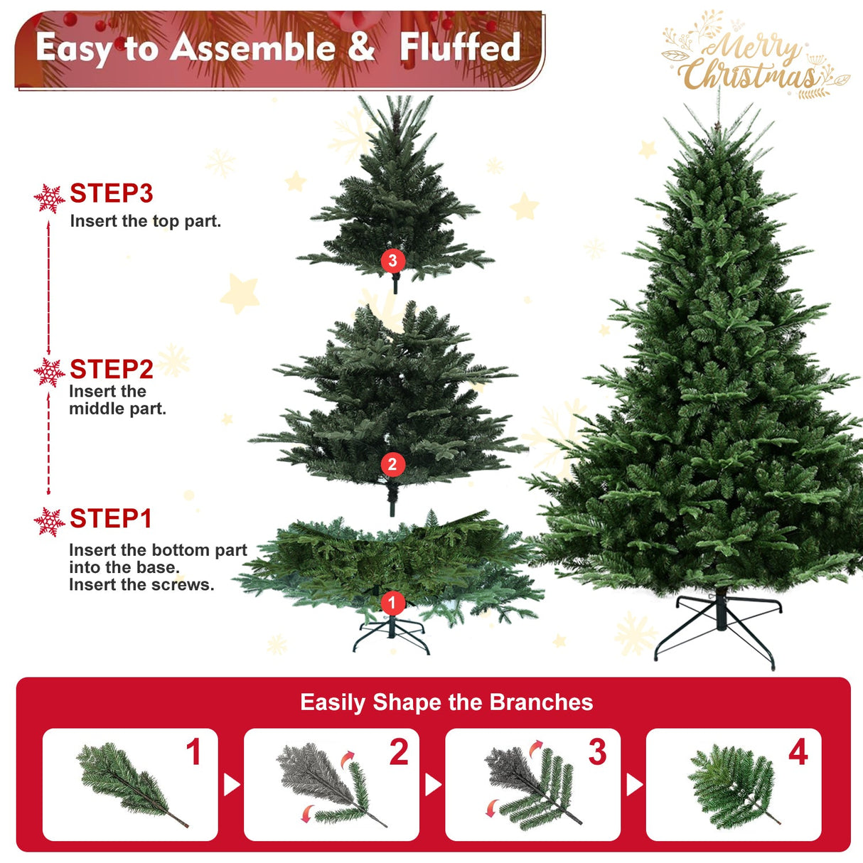 Full-Shaped 6 Ft Christmas Tree with 1673 PE/PVC Tips