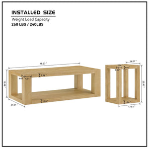 2-Piece Modern Rectangle Coffee Table Set