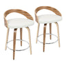 Grotto - Contemporary Fixed Height Counter Stool & Swivel With Round Footrest (Set of 2)