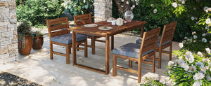 U_STYLE Farmhouse 5-Piece Outdoor Patio Dining Set with Adjustable Legs