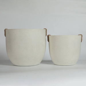 Round Concrete Planter Set of 2, Large Handmade Off White Pots