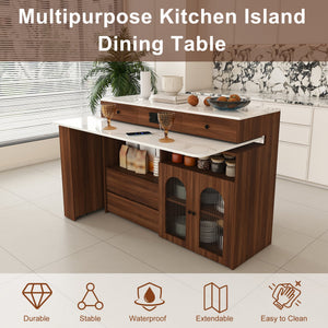 Extendable Kitchen Island with Rotating Table