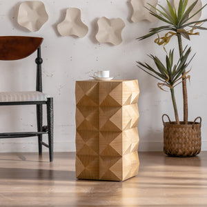 23.62" Height Three-Dimensional Embossed Pattern Wooden Nightstand