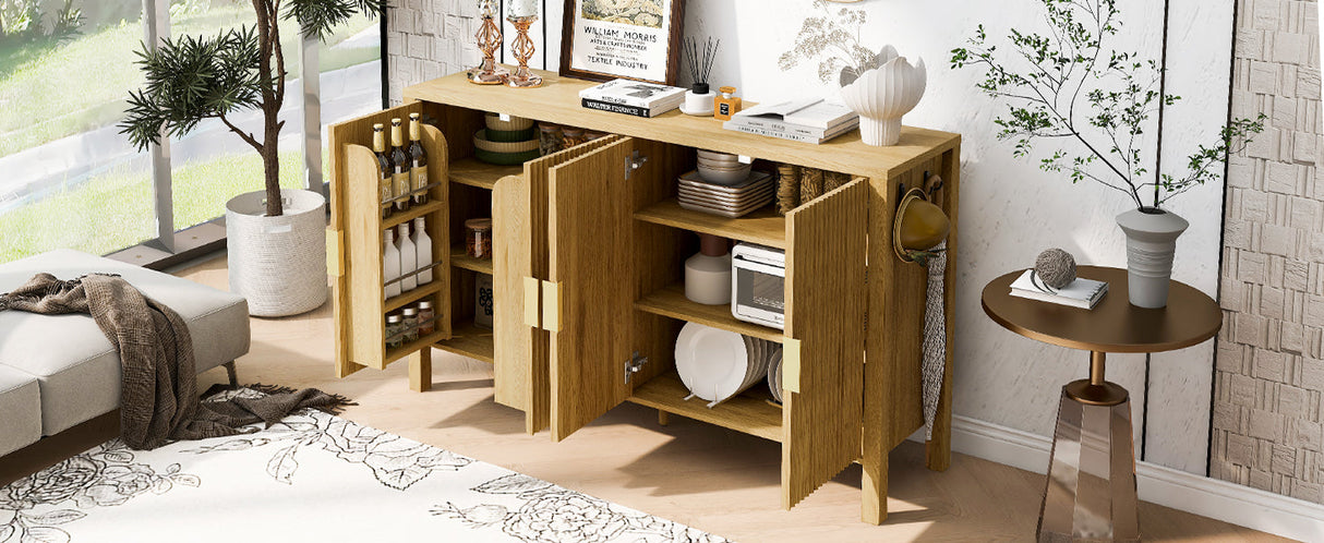 U_STYLE Modern 57.5" Stripe Door Storage Cabinet