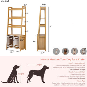 Modern Furniture Style 2 In 1 Pet Friendly Dog Crate Ladder Bookcase - Ancient Oak