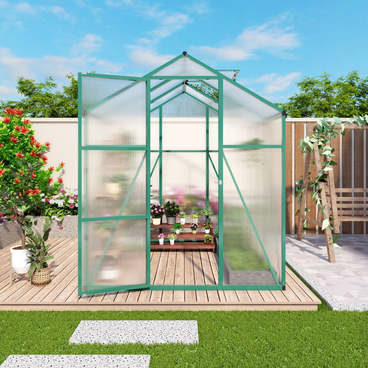 Polycarbonate Walk-In house, Raised Base For Outdoor In All Season