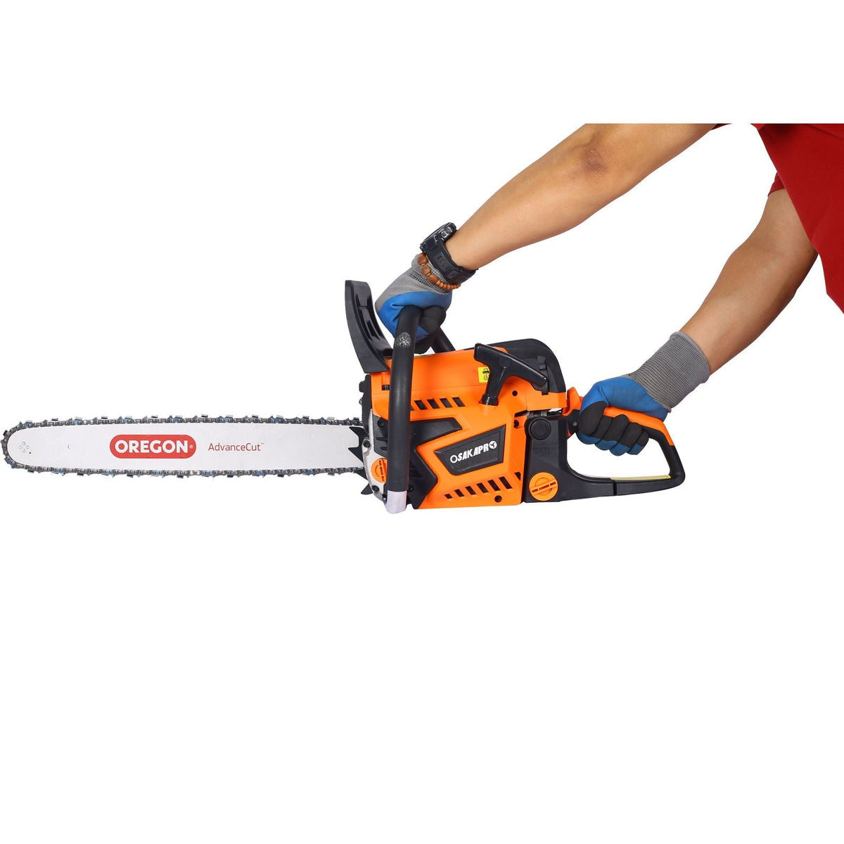 58Cc Gasoline Chainsaw 20" Bar For Wood Cutting With Oregon Chain And Bar - Orange
