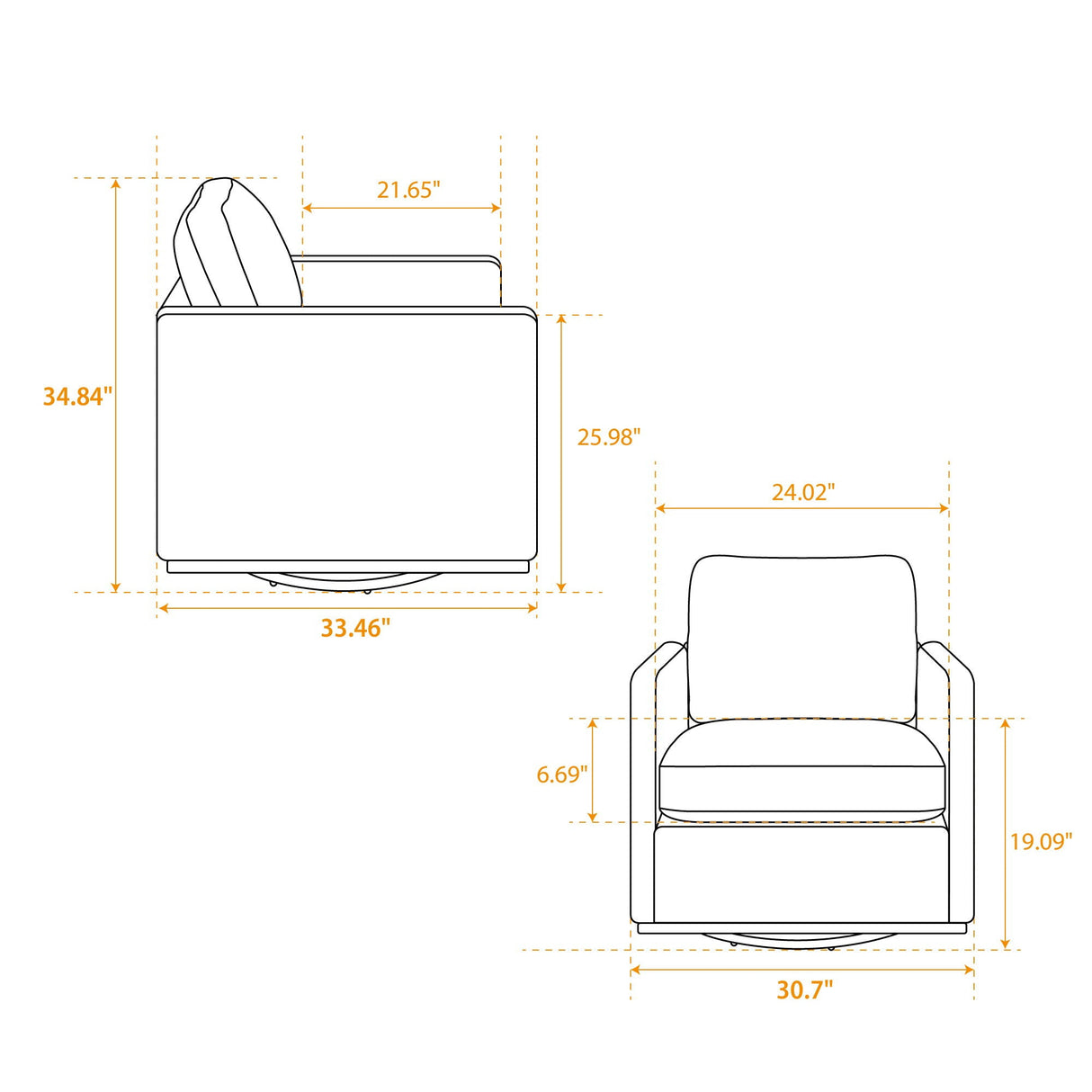 Modern Square Upholstered Swivel Accent Chair With Metal Base