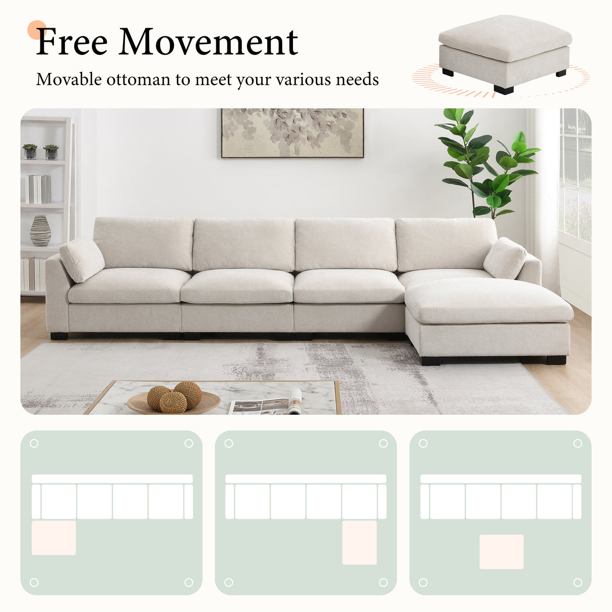 130" Modular Sectional Sofa
