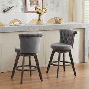 26" Counter Height Bar Stools with 360° Swivel - Gray