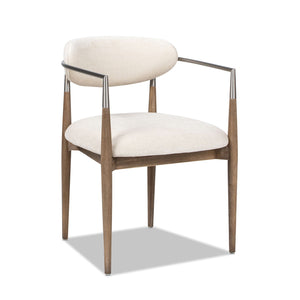 Artemis - Mixed Material Upholstered Dining Arm Chair - Warm White