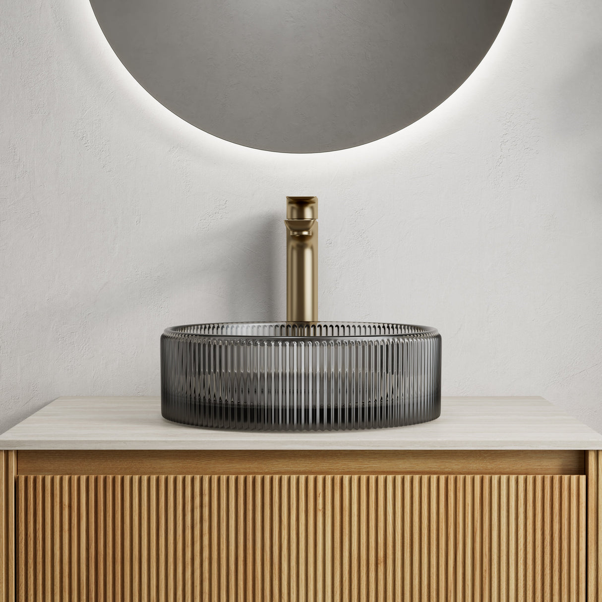 Sonny 14'' Bathroom Round Crystal Glass Sink without Faucet