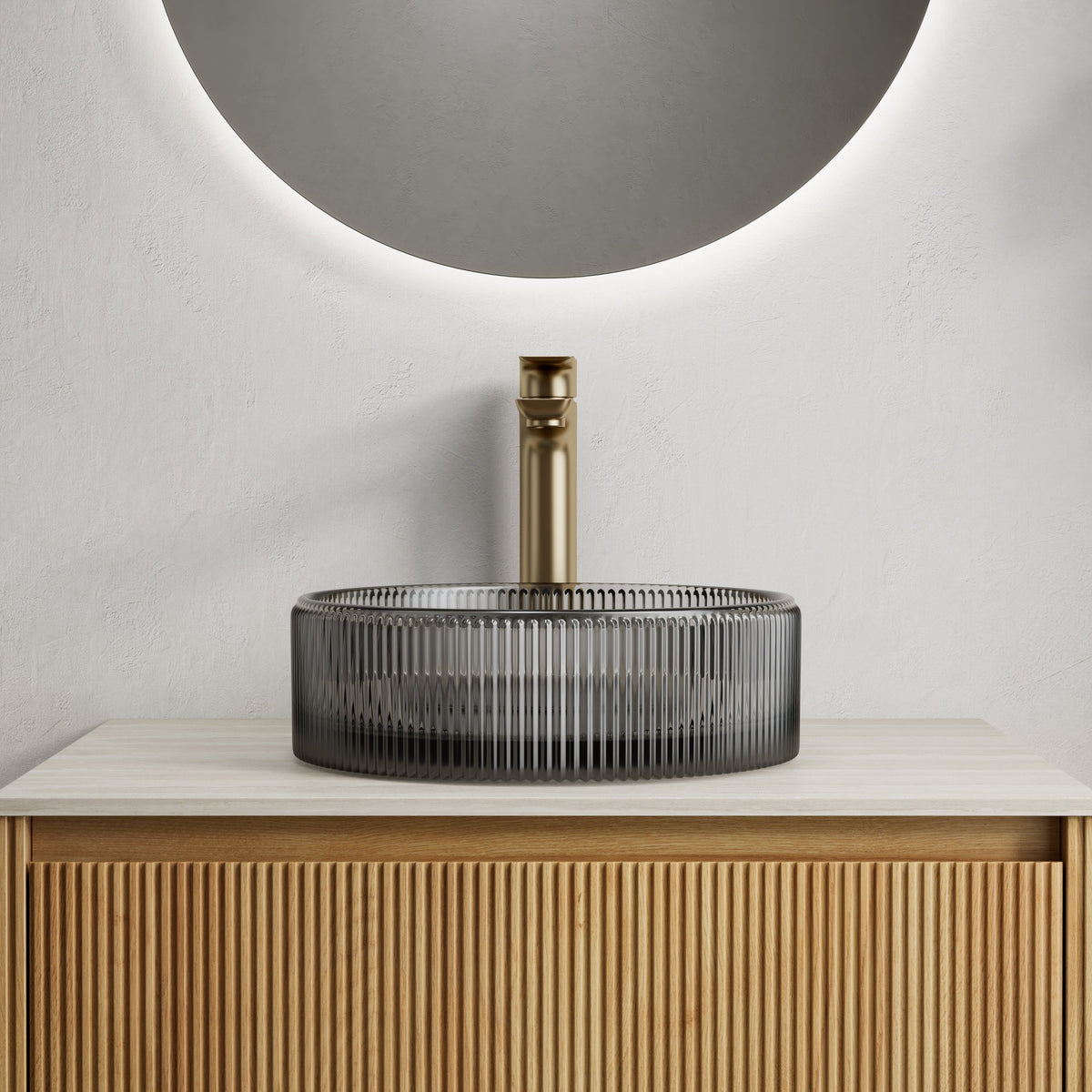 Sonny 16'' Bathroom Round Crystal Glass Sink Transparent