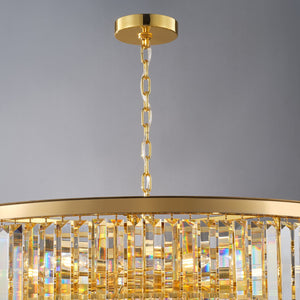 48-Inch Gold Tiered Crystal Tube Chandelier