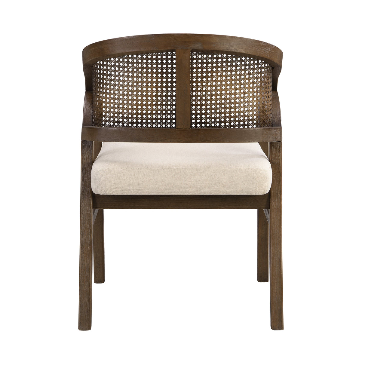 Wooden Frame Dining Chair with Rattan Back, Set of 2