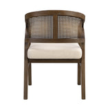 Wooden Frame Dining Chair with Rattan Back, Set of 2