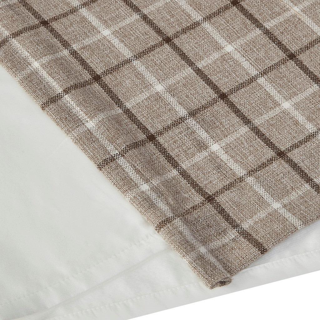 Plaid Rod Pocket and Back Tab Curtain Panel with Fleece Lining Brown 50x84