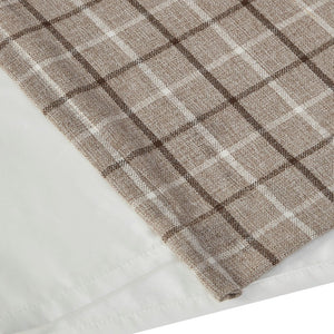 Plaid Rod Pocket and Back Tab Curtain Panel with Fleece Lining Brown 50x84