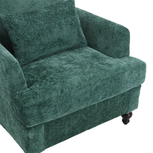 Modern Mid Century Wood Frame Armchair With Tufted Design