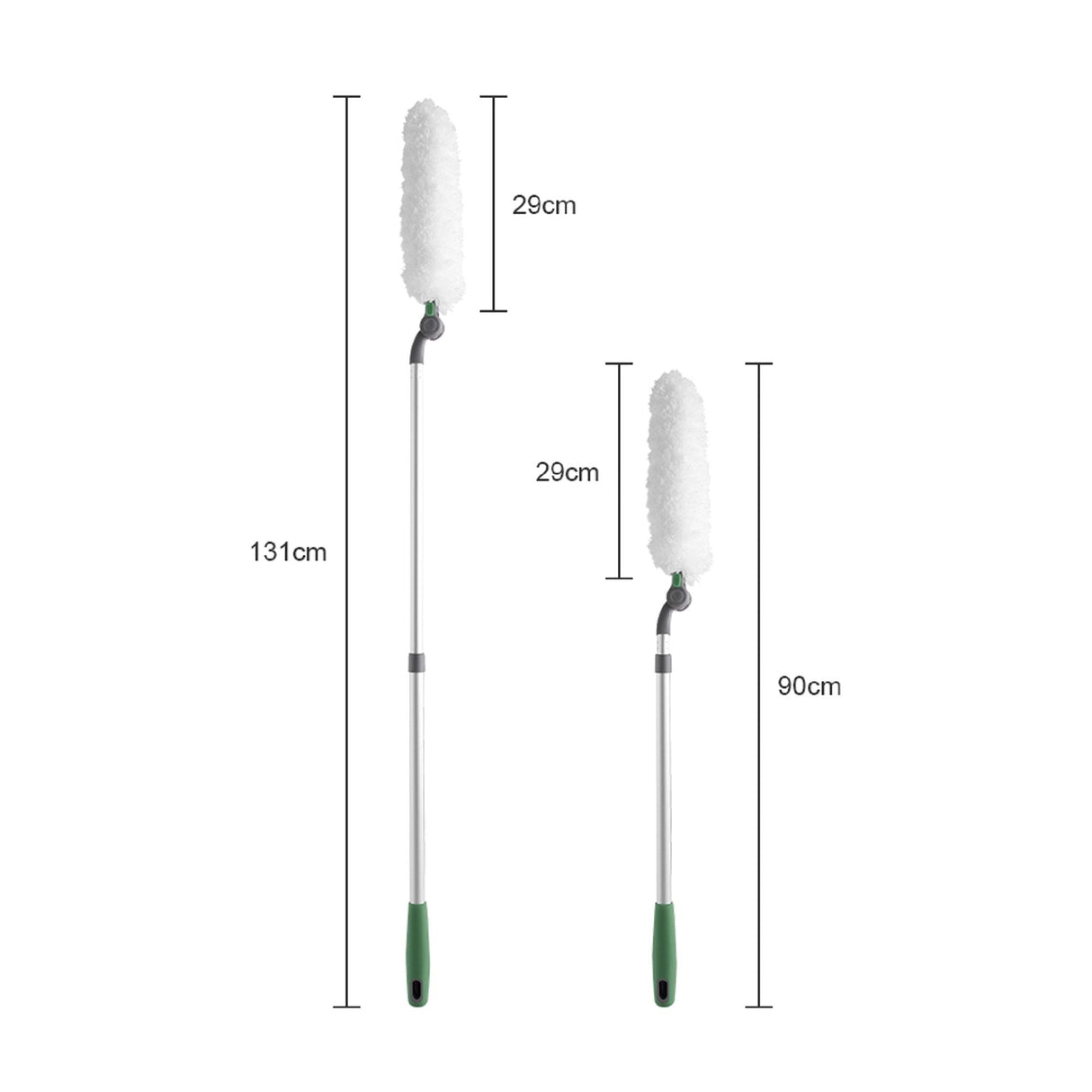 Long Handle Duster With Extension Bar, Home Dust Collector - White