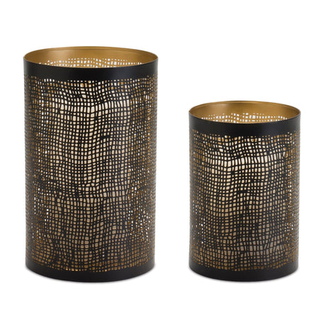 Abstract-Punched-Metal-Candle-Holder-(Set-of-2)-Candle-Holders