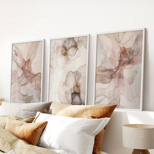 Neutral Watercolor Wall Art. Modern Minimalist Abstract Triptych